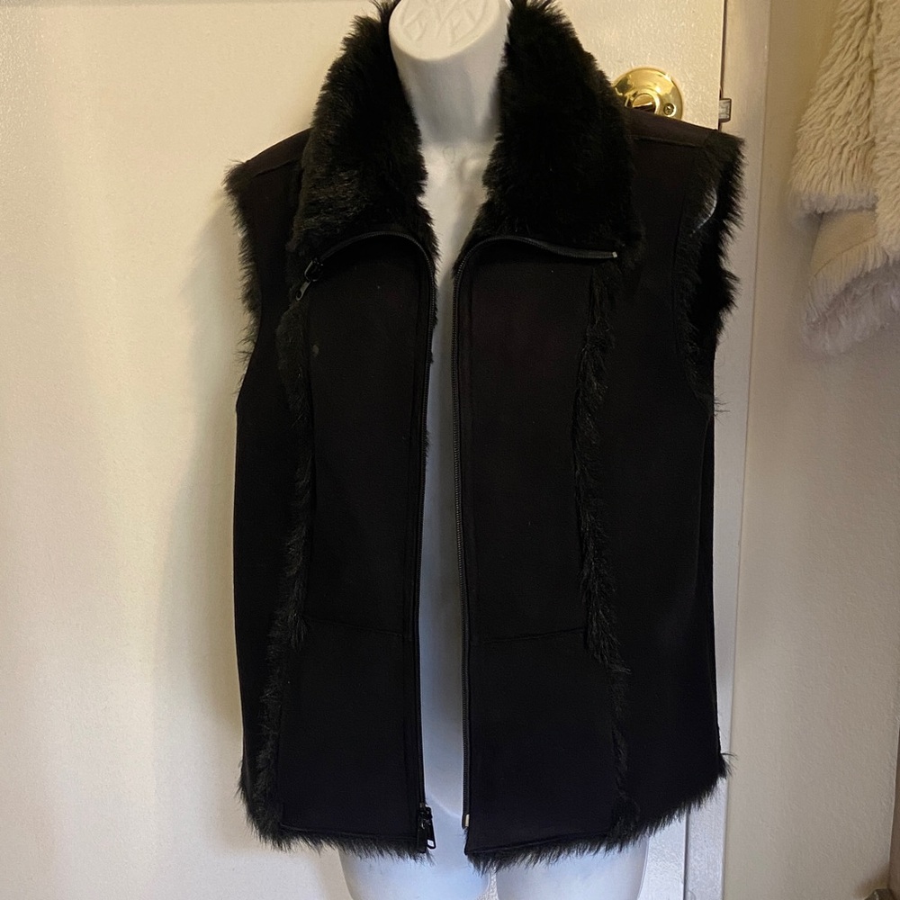 Reversible Black Faux Fur Vest